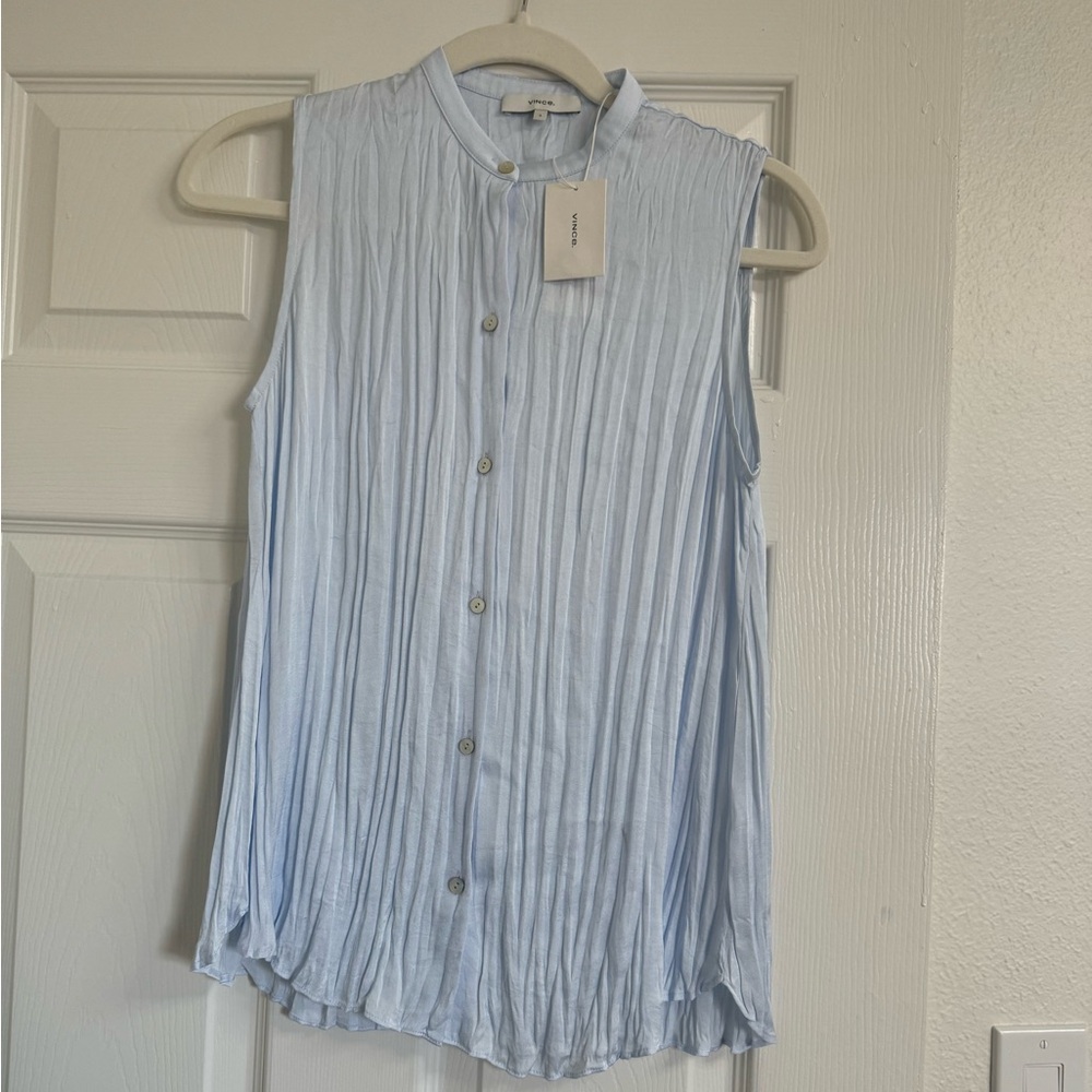 Vince sleeveless button-down top